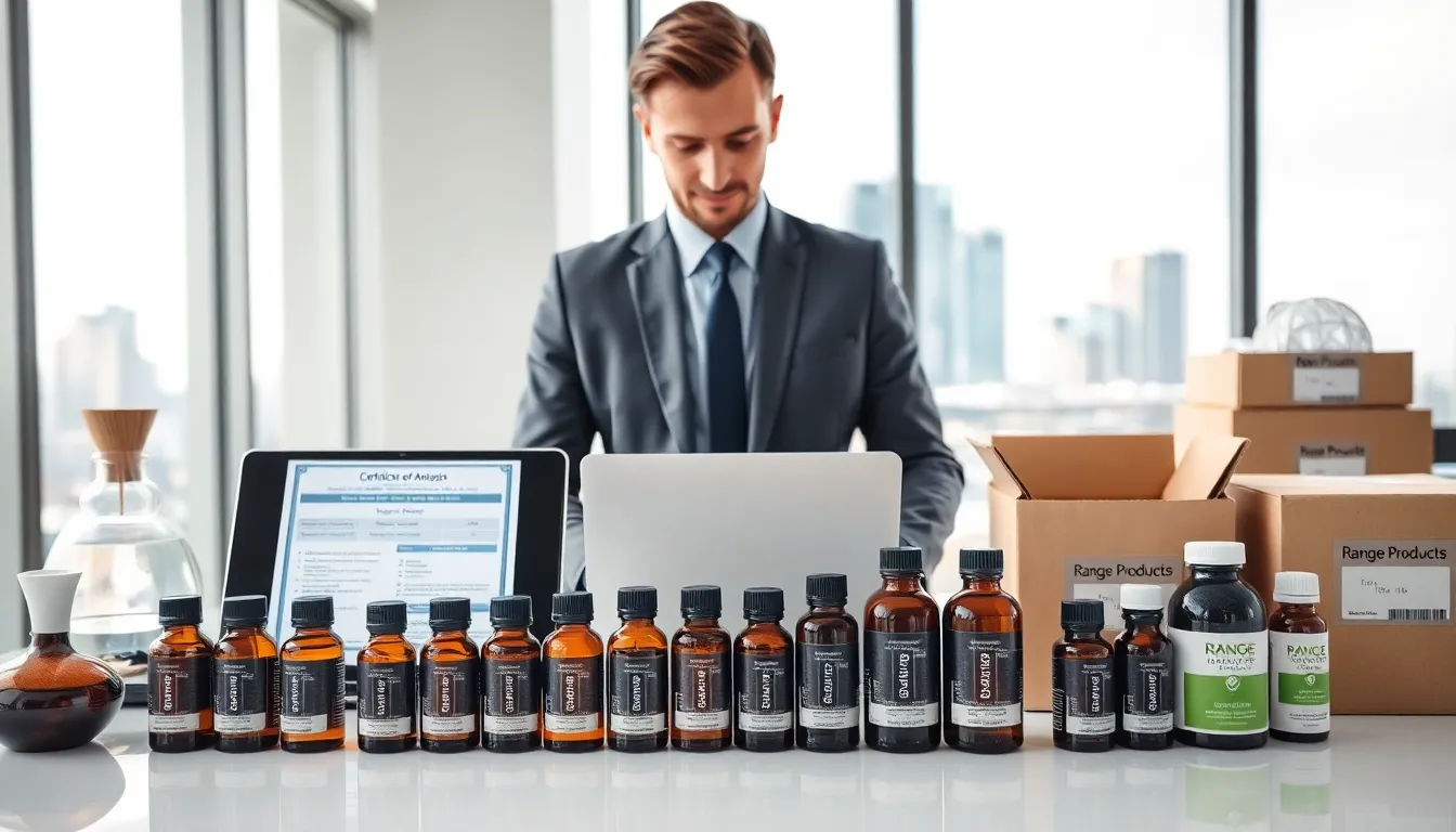 professional reviews essential oil products in a modern perth office